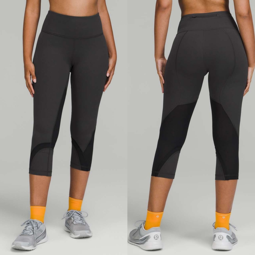 Lululemon Throwback Inspire Crop Leggings Gray/Black Sz 8